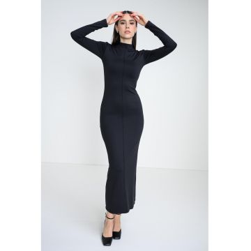 Rochie midi cu croiala cambrata - Negru