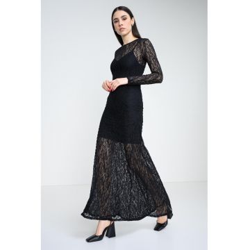Rochie midi cu dantela - Negru