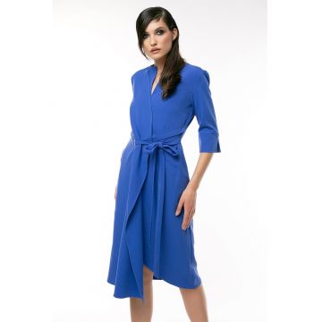 Rochie midi cu model petrecut - Albastru royal