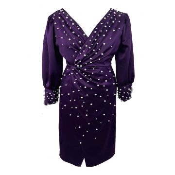 Rochie midi cu perle AMINA - Mov