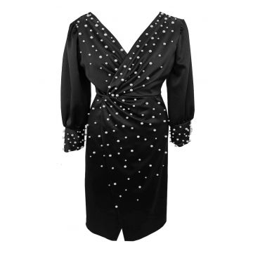 Rochie midi cu perle AMINA - Negru