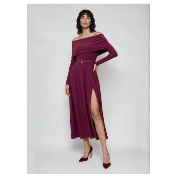 Rochie midi din lyocell cu decolteu pe umeri Melira