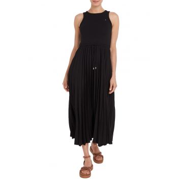 Rochie midi plisata - Negru