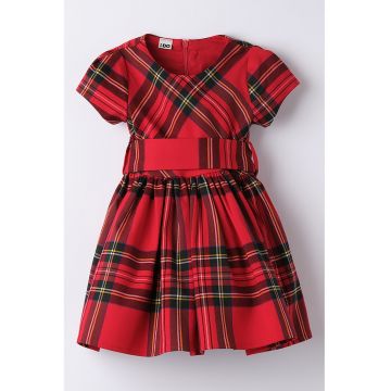 Rochie mini cu model tartan - Rosu/Negru