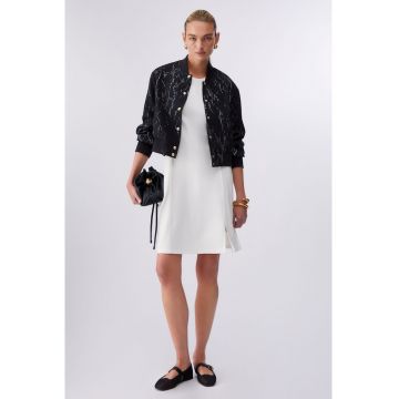 Rochie mini fara maneci cu slit frontal - Alb