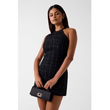 Rochie mini fara maneci din amestec de lana - Negru