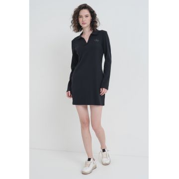 Rochie mini polo cu maneci lungi - Negru