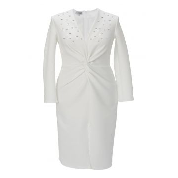 Rochie pe corp cu perle JADE - Alb