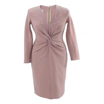 Rochie pe corp cu perle JADE - Roz pudrat