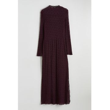 Rochie semitransparenta cu slit lateral - Violet pruna