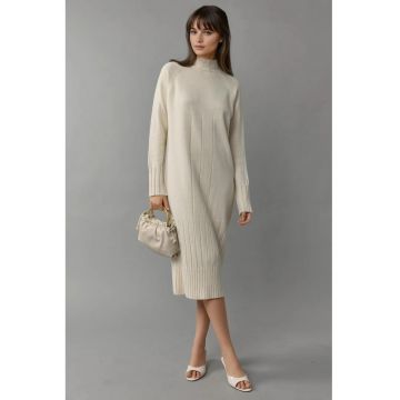 Rochie tricotata -  lunga - crem - acrilic -