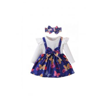 Sarafan  Cu Bentita - Model Little Butterfly - Casual - Fete - Maneca lunga - Multicolor