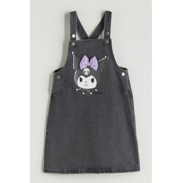 Sarafan din denim cu imprimeu Kuromi - Lila/Gri antracit