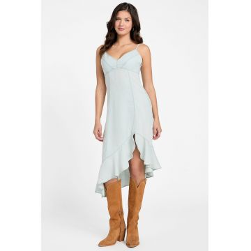 Rochie asimetrica din amestec de lyocell - Verde pal