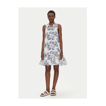 Rochie Camasa  alb - bleumarin - 2 culori - material de calitate