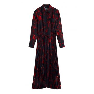 Rochie Camasa dama  rosu - negru - din material textil