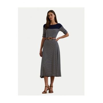 Rochie casual  bleumarin - dungi albe