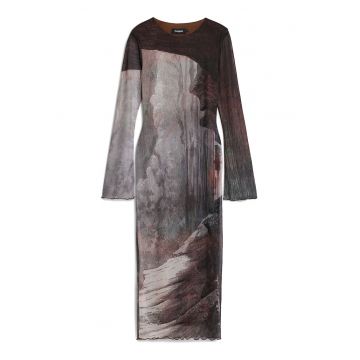 Rochie casual Dama -  maro - gri - 94% poliester - 6% elastan