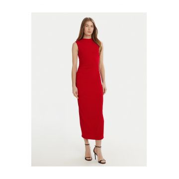 Rochie casual de dama  rosu - din material confortabil