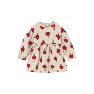 Rochie casual fete -  bej - 95% bumbac - 5% elastan -