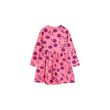 Rochie casual fete -  Roz - Print cu pisici