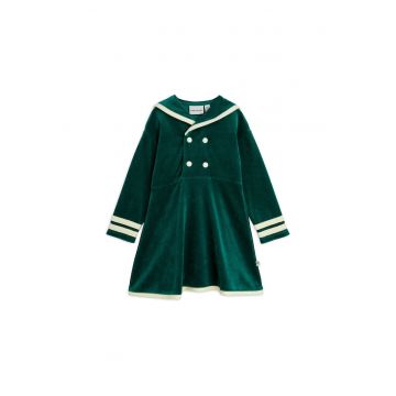 Rochie casual fete  verde - maneca lunga