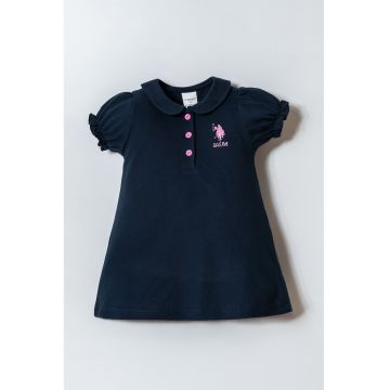 Rochie cu broderie logo - Albastru ultramarin