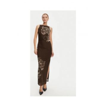 Rochie cu imprimeu si fanta laterala