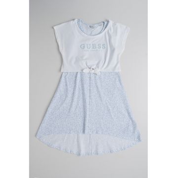 Rochie cu imprimeu si model 2in1 - Alb/Albastru