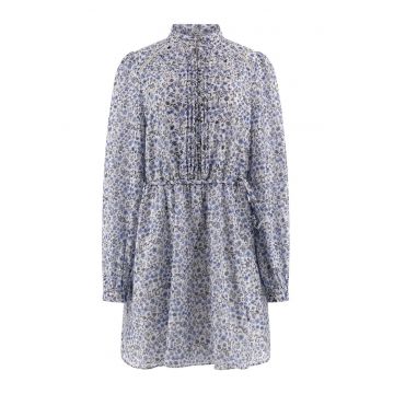 Rochie cu model si maneci lungi - Albastru lavanda/Negru stins/Transparent