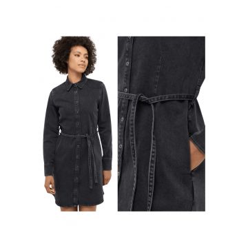 Rochie Dama -  Ravenna - Regular Fit - Cu Guler - Maneci Lungi - Denim Accent - Nasturi - Bumbac - 38 UE - Negru