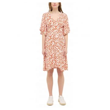 Rochie Dama -  Style Marysville - Regular Fit - Decolteu In V - Maneci Scurti - Casual - Fara Inchidere - Bumbac - Multicolor - Multicolor