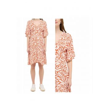 Rochie Dama -  Style Marysville - Regular Fit - Decolteu In V - Maneci Scurti - Casual - Fara Inchidere - Bumbac - Multicolor - Multicolor