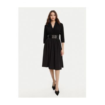 Rochie de cocktail dama  negru - curea in talie