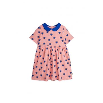 Rochie de zi fete -  Roz/Albastru - Inima