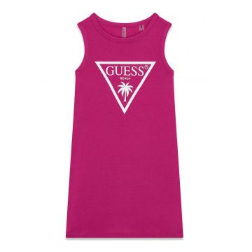 Rochie din bumbac cu imprimeu - Fucsia