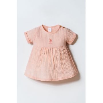 Rochie din bumbac cu logo - Roz somon