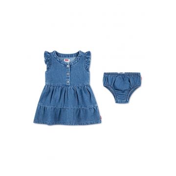 Rochie din denim cu chiloti - Albastru melange