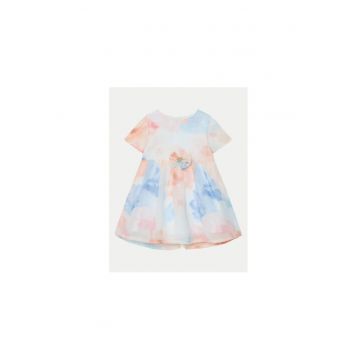 Rochie evazata cu model tie-dye si fundita