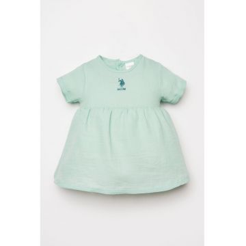 Rochie evazata din bumbac - Verde menta