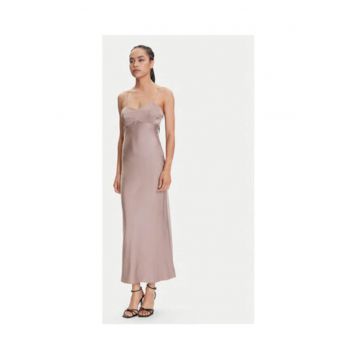 Rochie lunga cu decolteu sweetheart - Roz prafuit