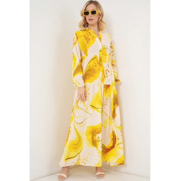 Rochie maxi HiCCUP BDART - model floral - galben - viscoza