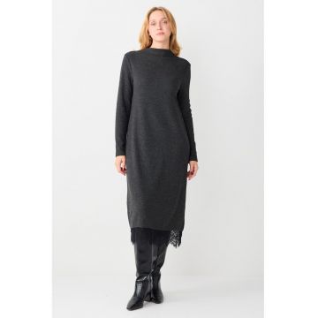 Rochie midi cu croiala dreapta - Gri antracit