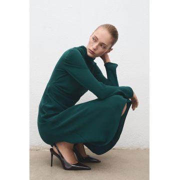 Rochie midi cu maneci lungi - Verde englez