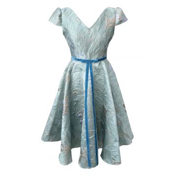 Rochie midi din brocart Carla - Verde menta