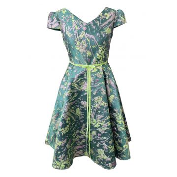 Rochie midi din brocart Carla - Verde