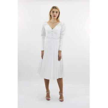 Rochie midi din matase alba IARA