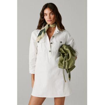 Rochie scurta cu fenta cu nasturi Gigi - Alb