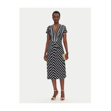 Rochie tricotata de dama  bleumarin si alb - fabricata din material de calitate