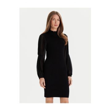 Rochie tricotata de dama -  negru - fabricata din material de calitate